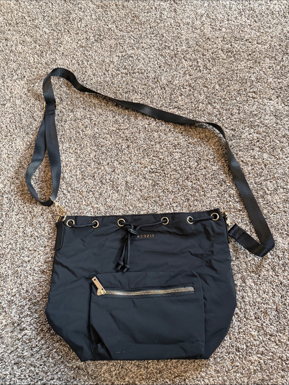 Kedzie Convertible Bucket Black Crossbody Tote Bag